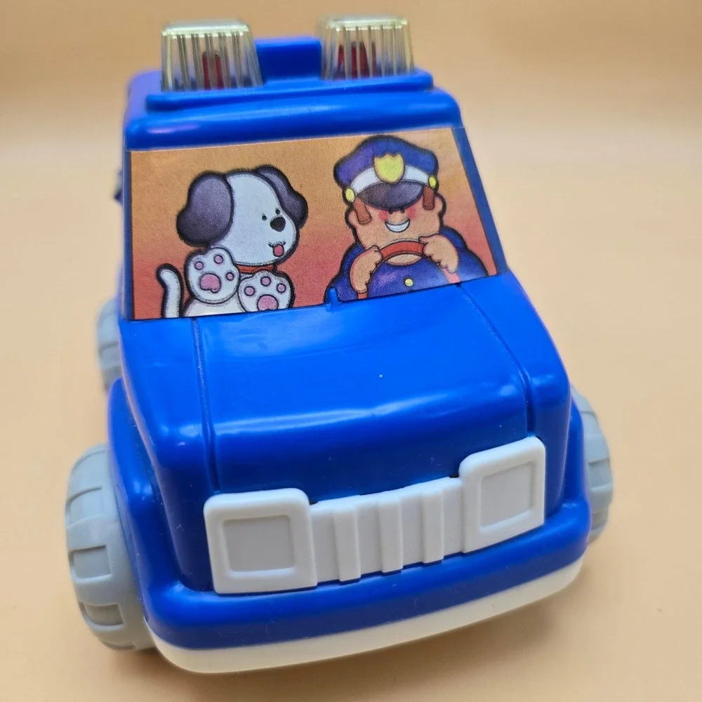 Vintage 1992 Shelcore Blue Police Car Toy Officer and Dog 1005/1006 USA‎ Made